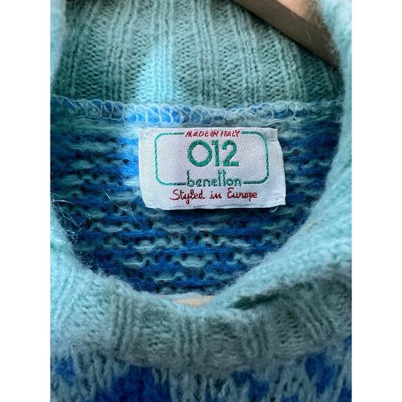 VTG United Colors Of Benetton Blue Abstract Sweater Size S - Picture 3 of 8